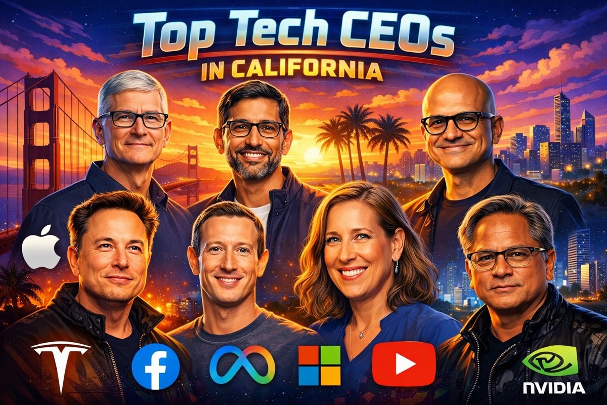 AI industry leaders Jensen Huang Sam Altman Tim Cook shaping California tech
