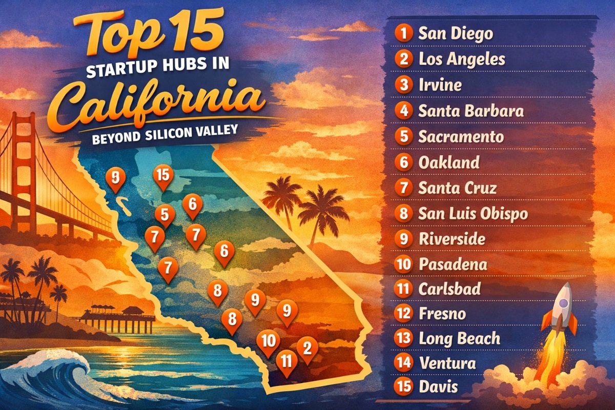 Emerging tech innovation cities in California with startup activity