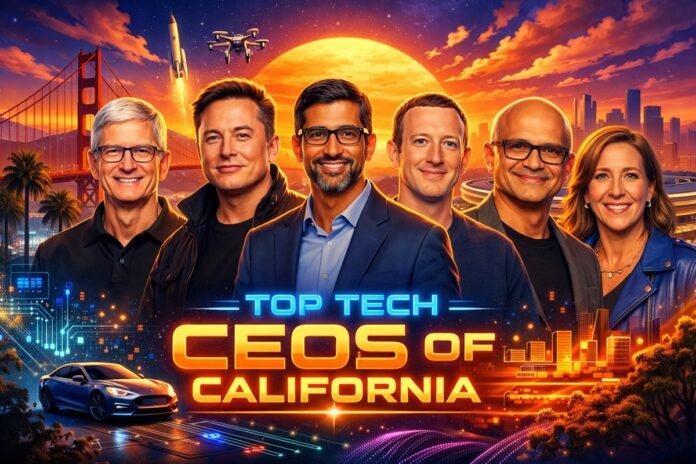 AI industry leaders Jensen Huang Sam Altman Tim Cook shaping California tech
